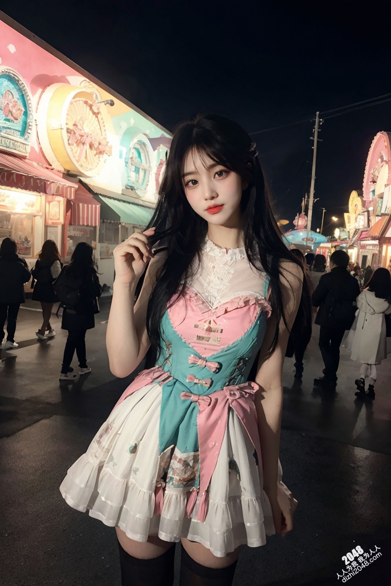 游乐场夜色下的诱惑：短裙少女的禁忌之舞(45)