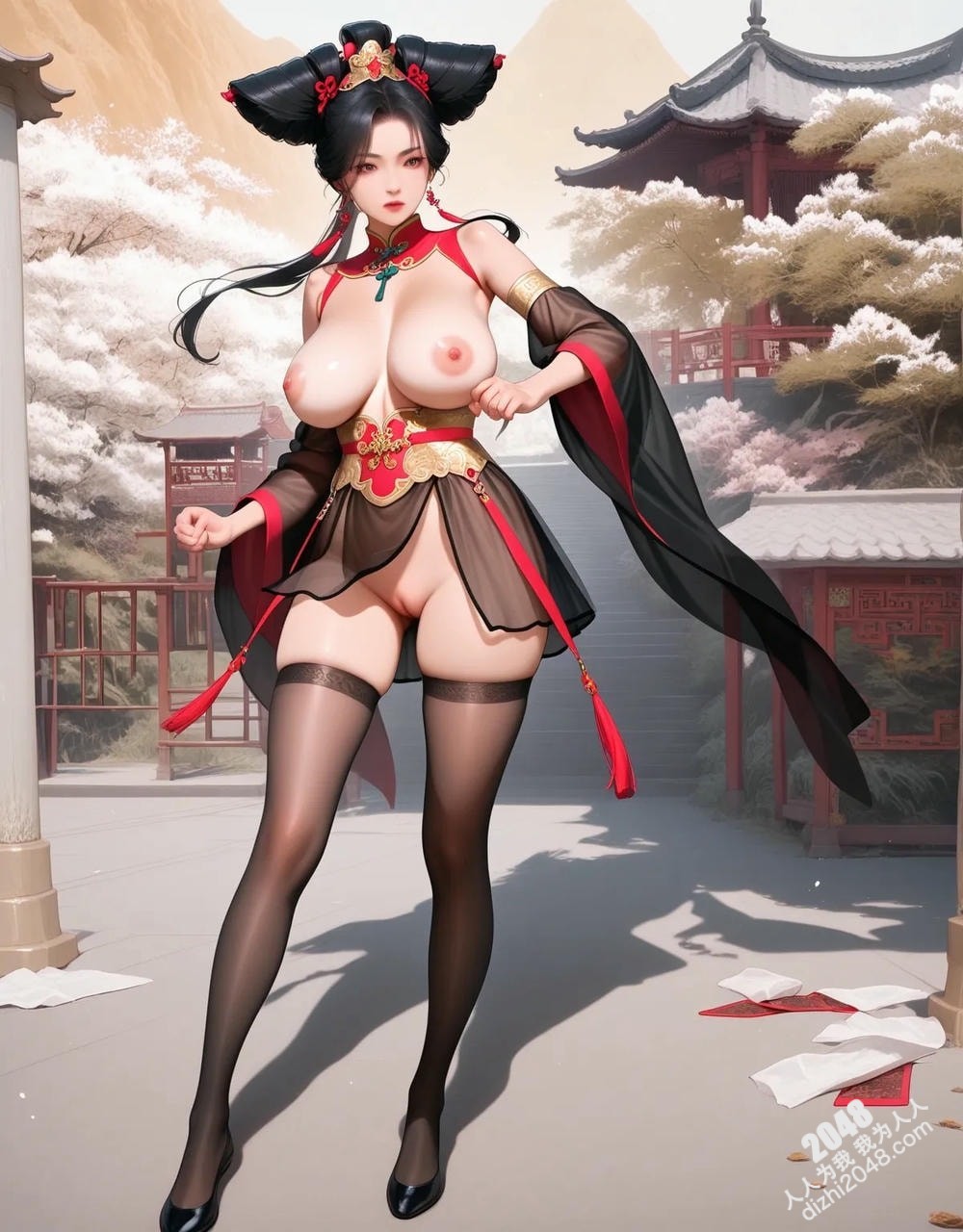 绝色仙侠少女：翠绿广袖，酥胸半露，勾魂摄魄的东方美人图鉴(14)