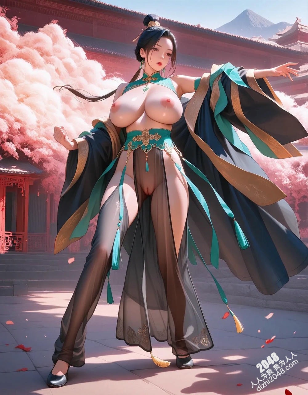 绝色仙侠少女：翠绿广袖，酥胸半露，勾魂摄魄的东方美人图鉴(17)