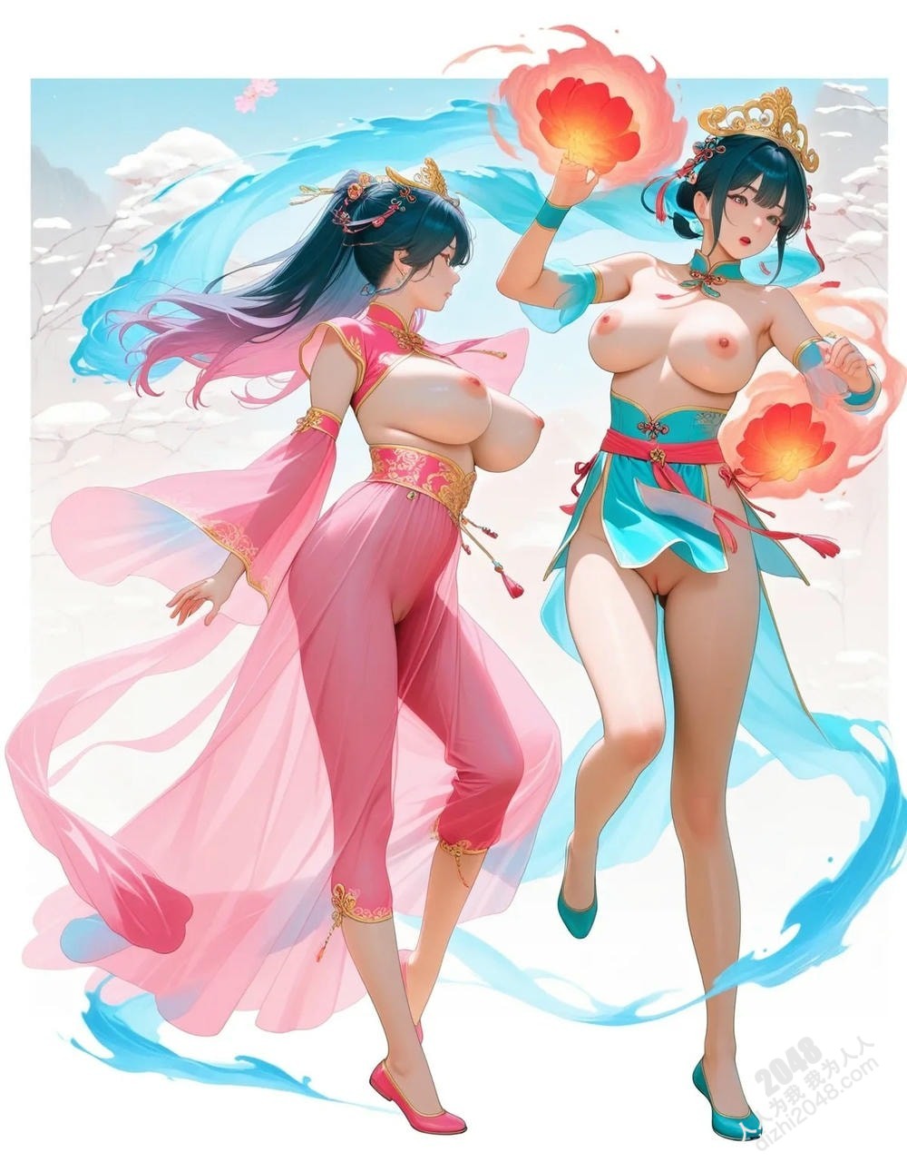 绝色仙侠少女：翠绿广袖，酥胸半露，勾魂摄魄的东方美人图鉴(23)