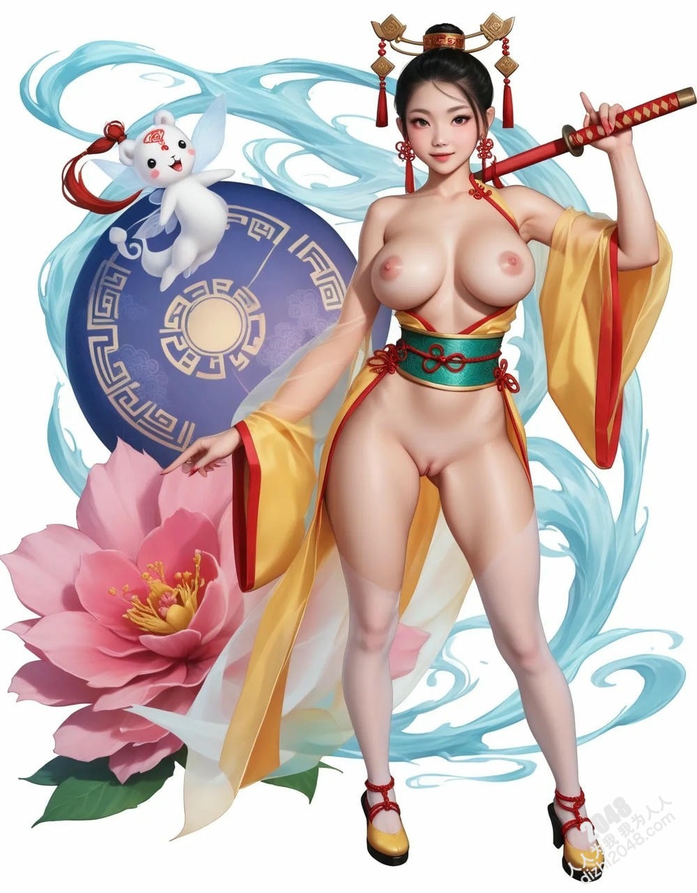 绝色仙侠少女：翠绿广袖，酥胸半露，勾魂摄魄的东方美人图鉴(27)