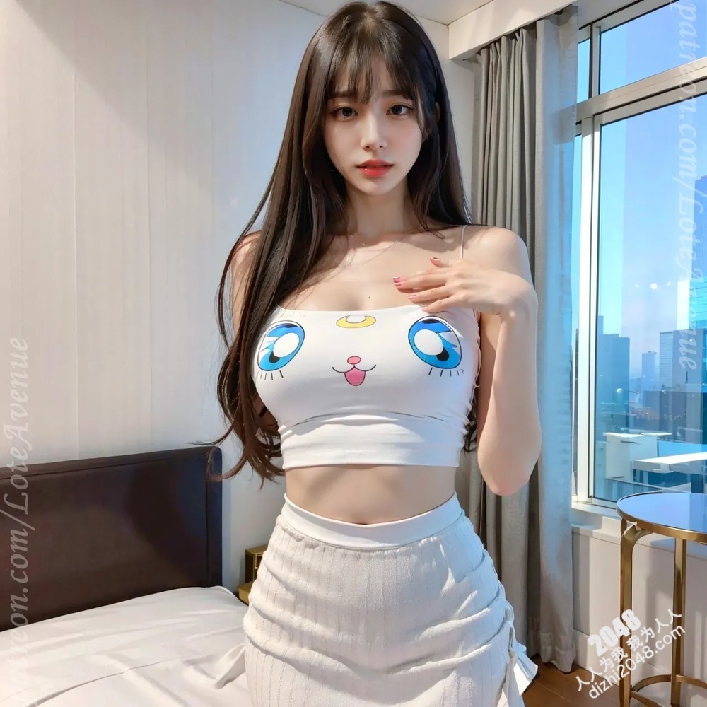 韩国美女Lote的性感写真：猫咪图案小背心搭配百褶短裙，展现傲人曲线与白皙肌肤，令人浮想联翩。(5)