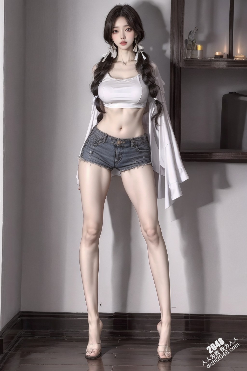 极品尤物：妙龄少女的诱惑热裤写真，令人脸红心跳的曼妙身姿，白皙肌肤，傲人双峰，修长美腿，极致诱惑！(3)