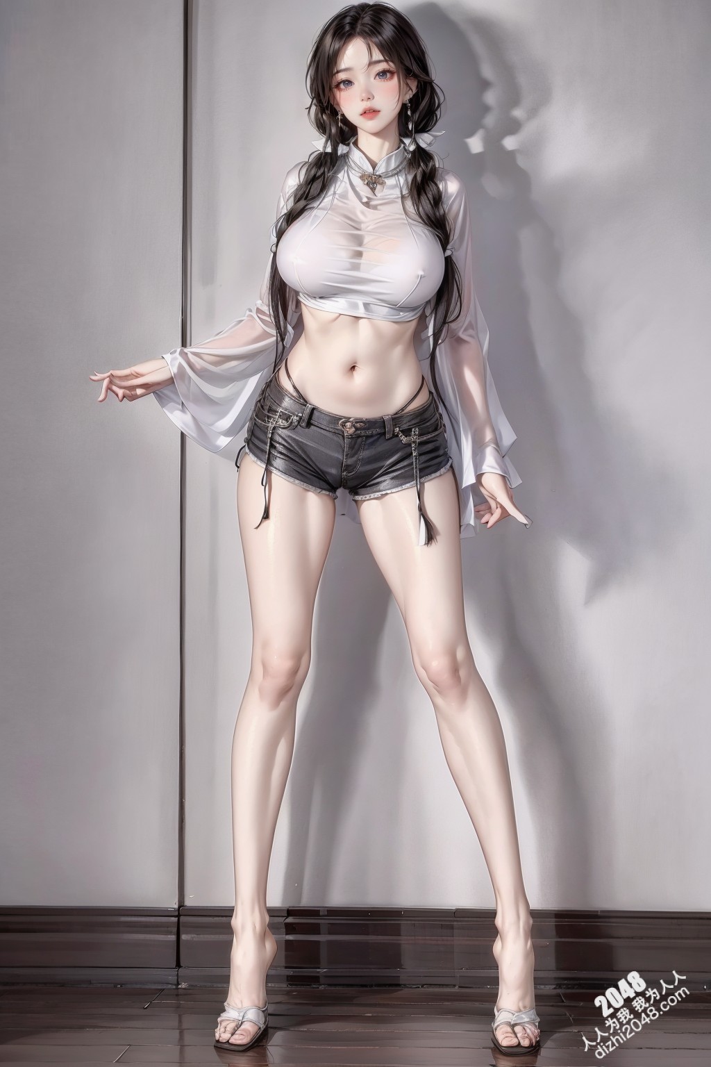 极品尤物：妙龄少女的诱惑热裤写真，令人脸红心跳的曼妙身姿，白皙肌肤，傲人双峰，修长美腿，极致诱惑！(44)