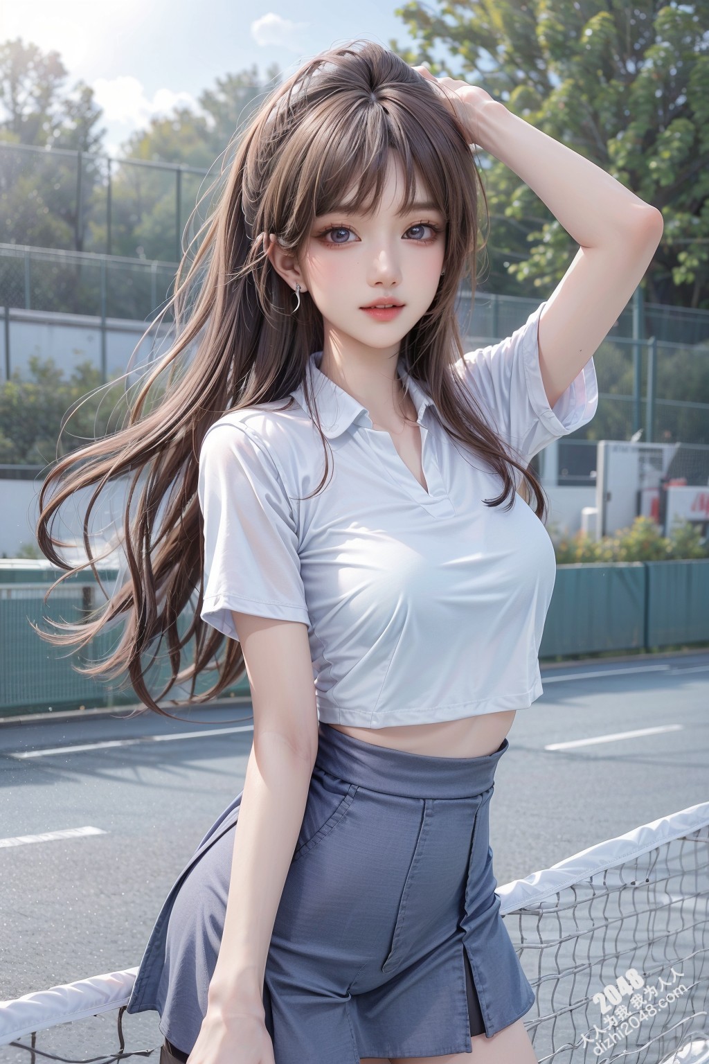 网球少女的阳光午后：青春、活力与性感的完美结合(16)