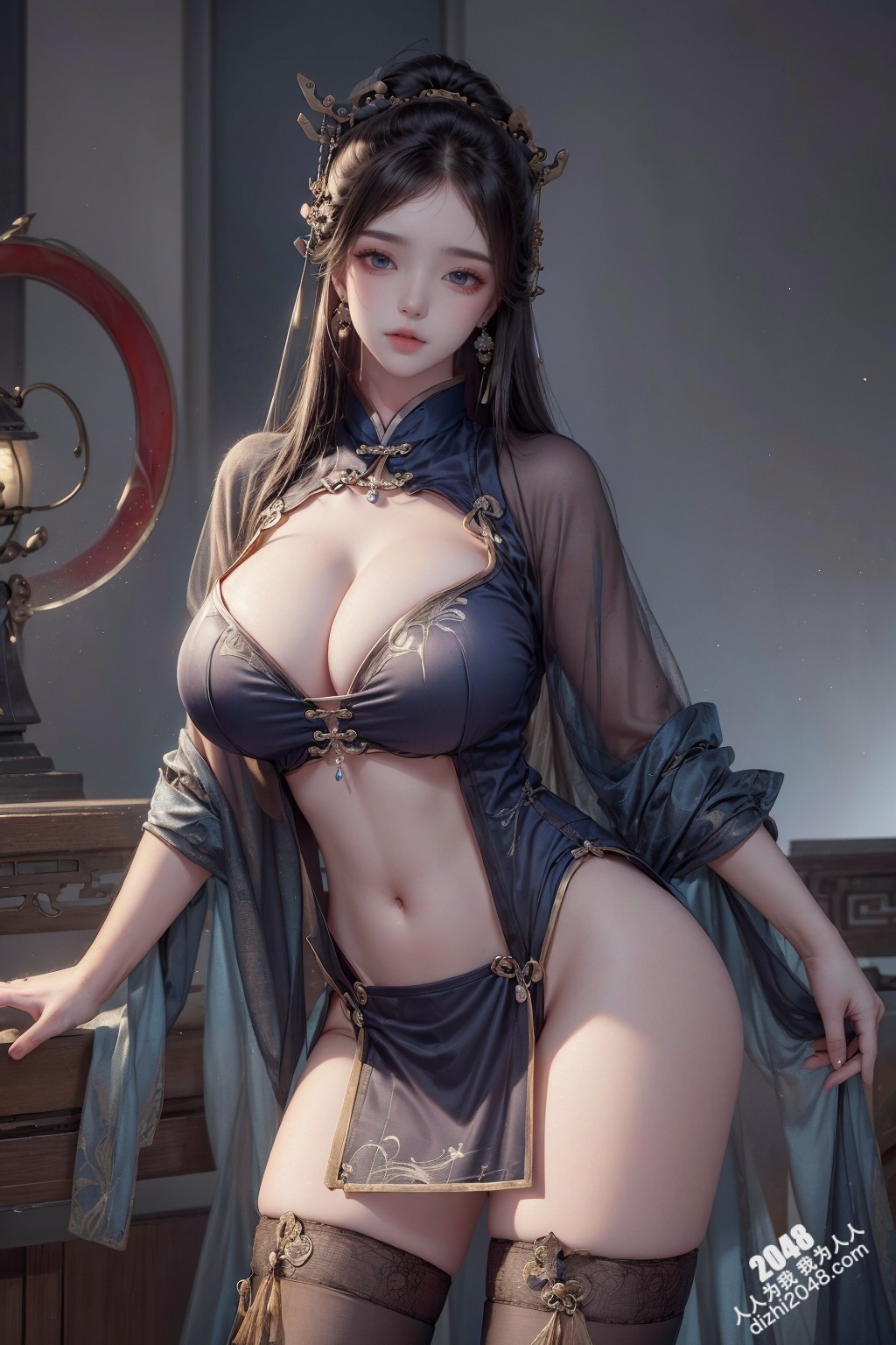 汉服美女写真：绝色佳人，酥胸半露，引人无限遐想(2)