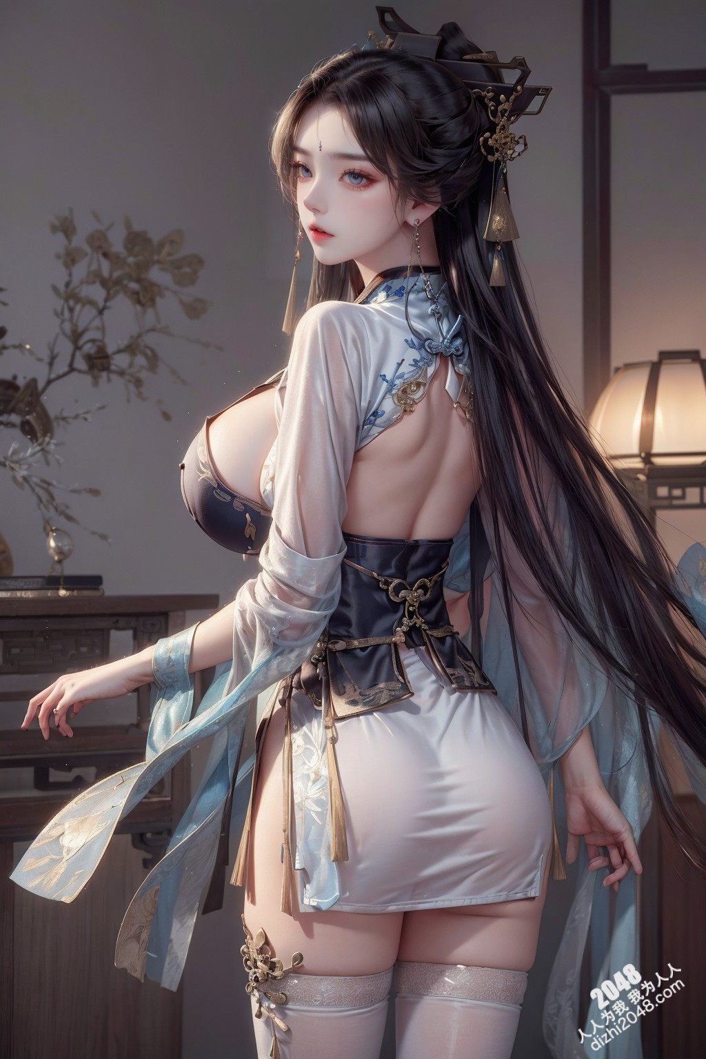 汉服美女写真：绝色佳人，酥胸半露，引人无限遐想(19)