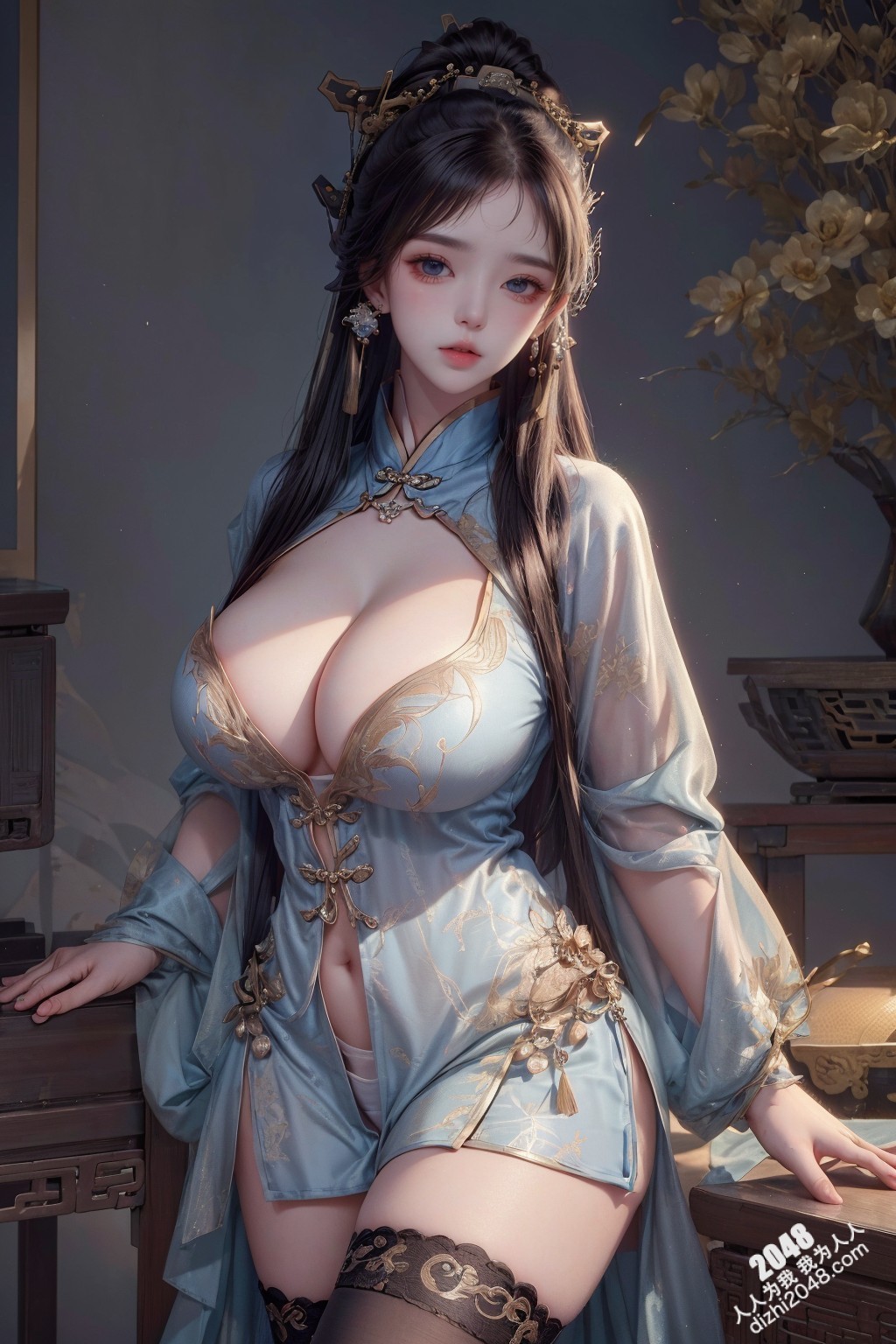 汉服美女写真：绝色佳人，酥胸半露，引人无限遐想(23)