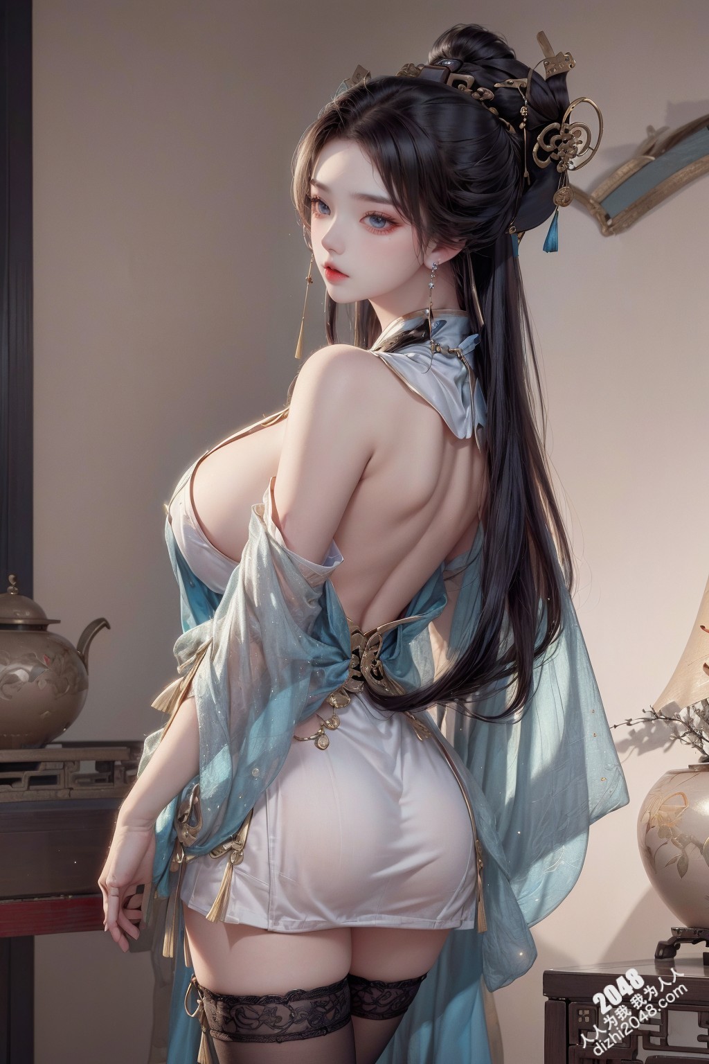 汉服美女写真：绝色佳人，酥胸半露，引人无限遐想(35)