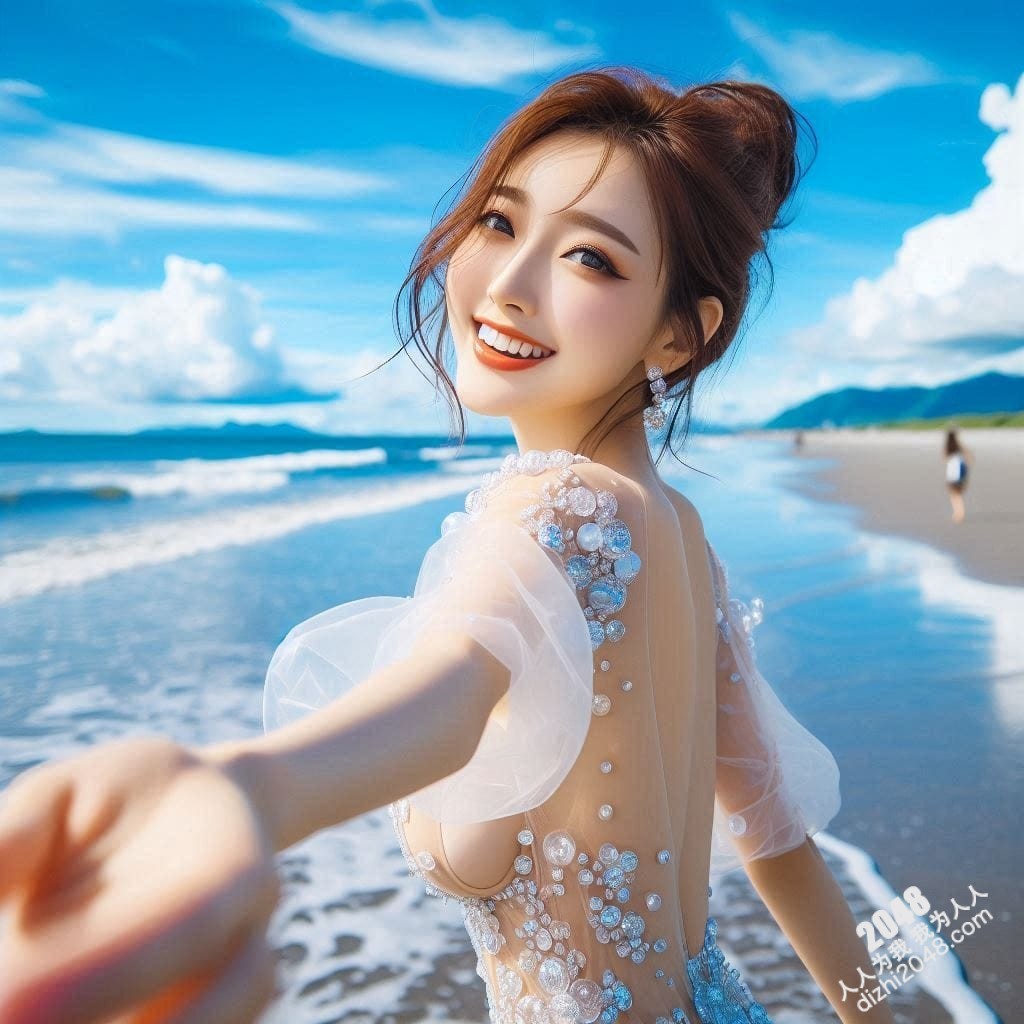 海滩上的诱惑：男友视角下的绝美新娘写真