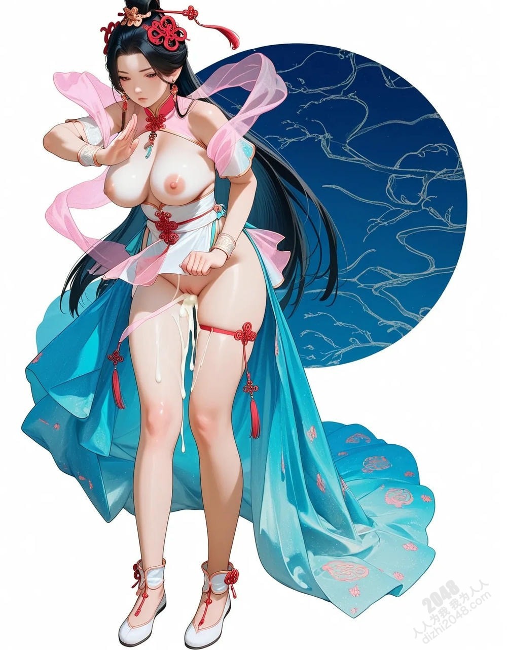 中式古风仙侠少女写真：绝色佳人，酥胸半露，曼妙身姿，引人遐想(24)
