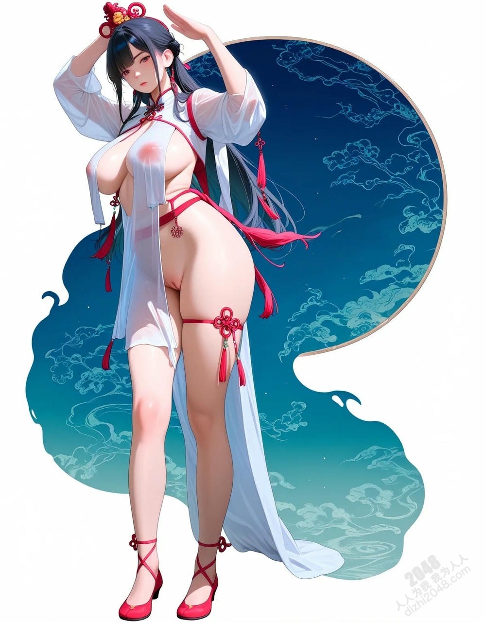 中式古风仙侠少女写真：绝色佳人，酥胸半露，曼妙身姿，引人遐想(27)
