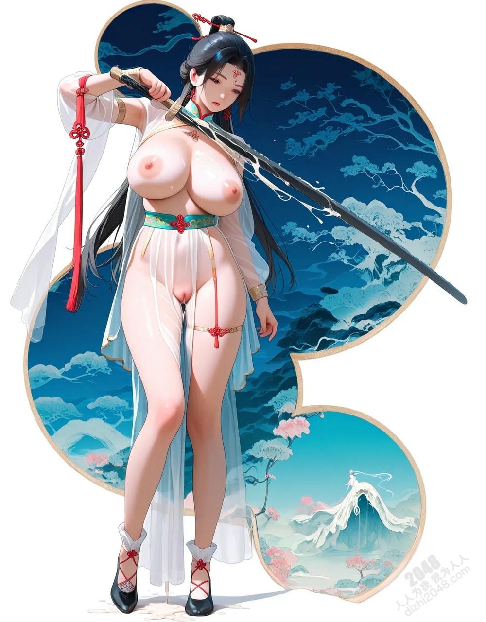 中式古风仙侠少女写真：绝色佳人，酥胸半露，曼妙身姿，引人遐想(29)