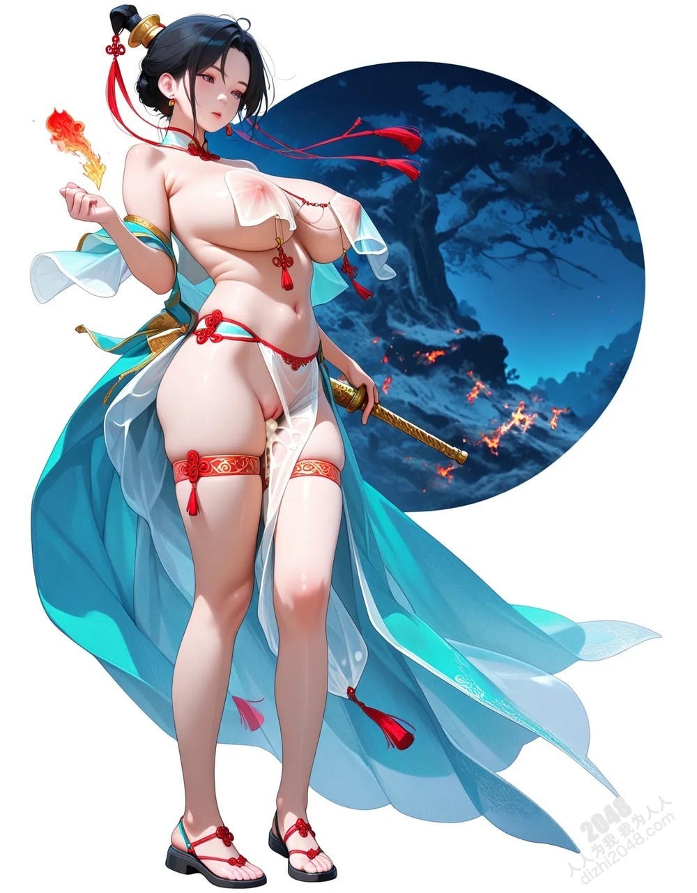 中式古风仙侠少女写真：绝色佳人，酥胸半露，曼妙身姿，引人遐想(28)