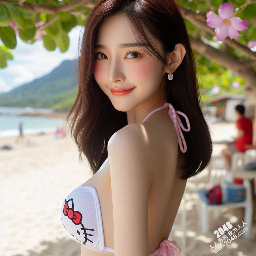 Hello Kitty比基尼海滩写真：少女的阳光与性感