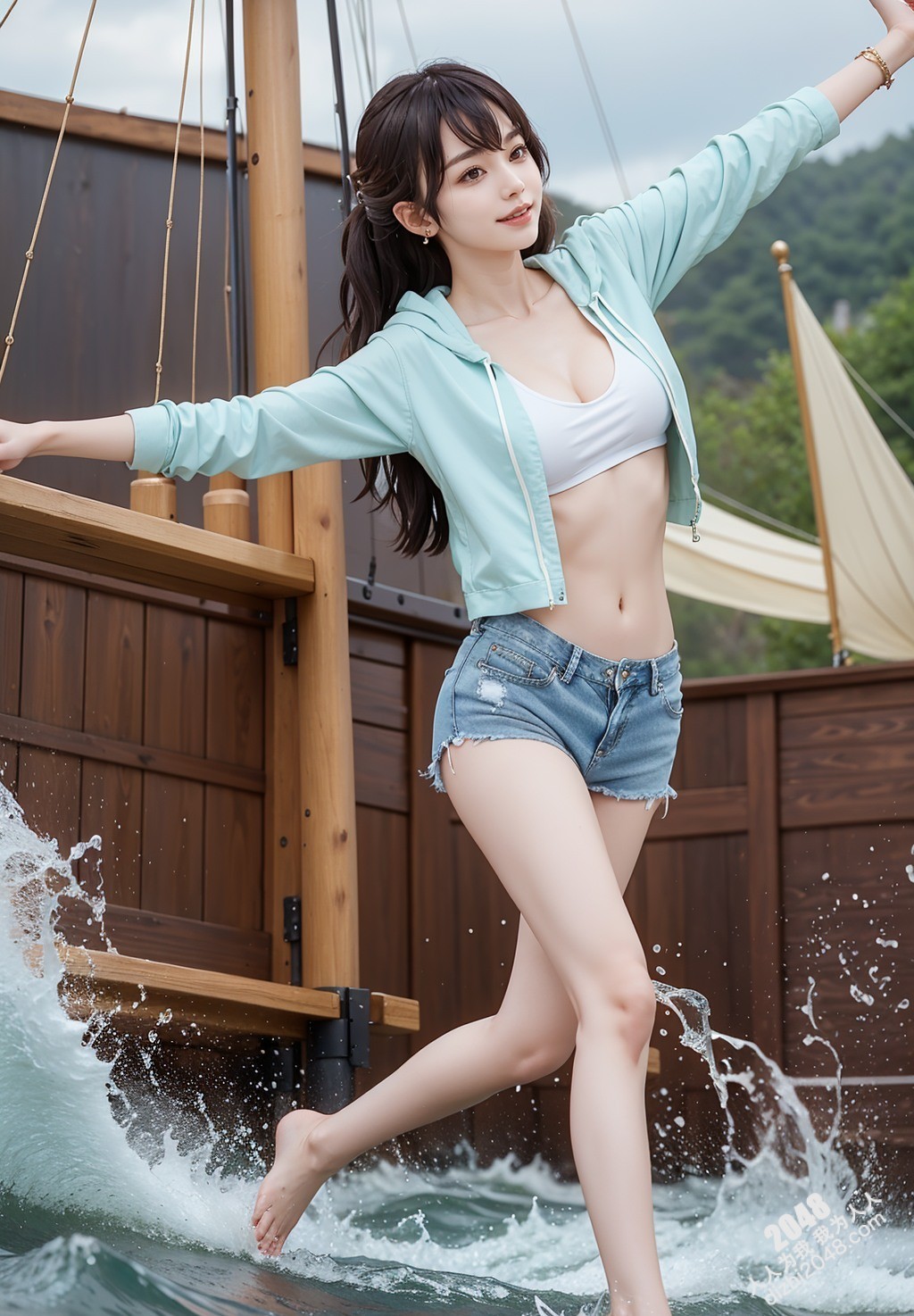 水上仙子：清凉一夏的诱惑(高清写真，泳装美女，动感水花)