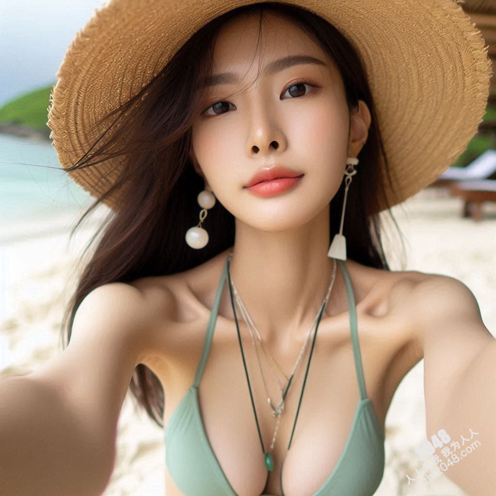 海滩上的诱惑：阳光、沙滩和比基尼美女的自拍(2)
