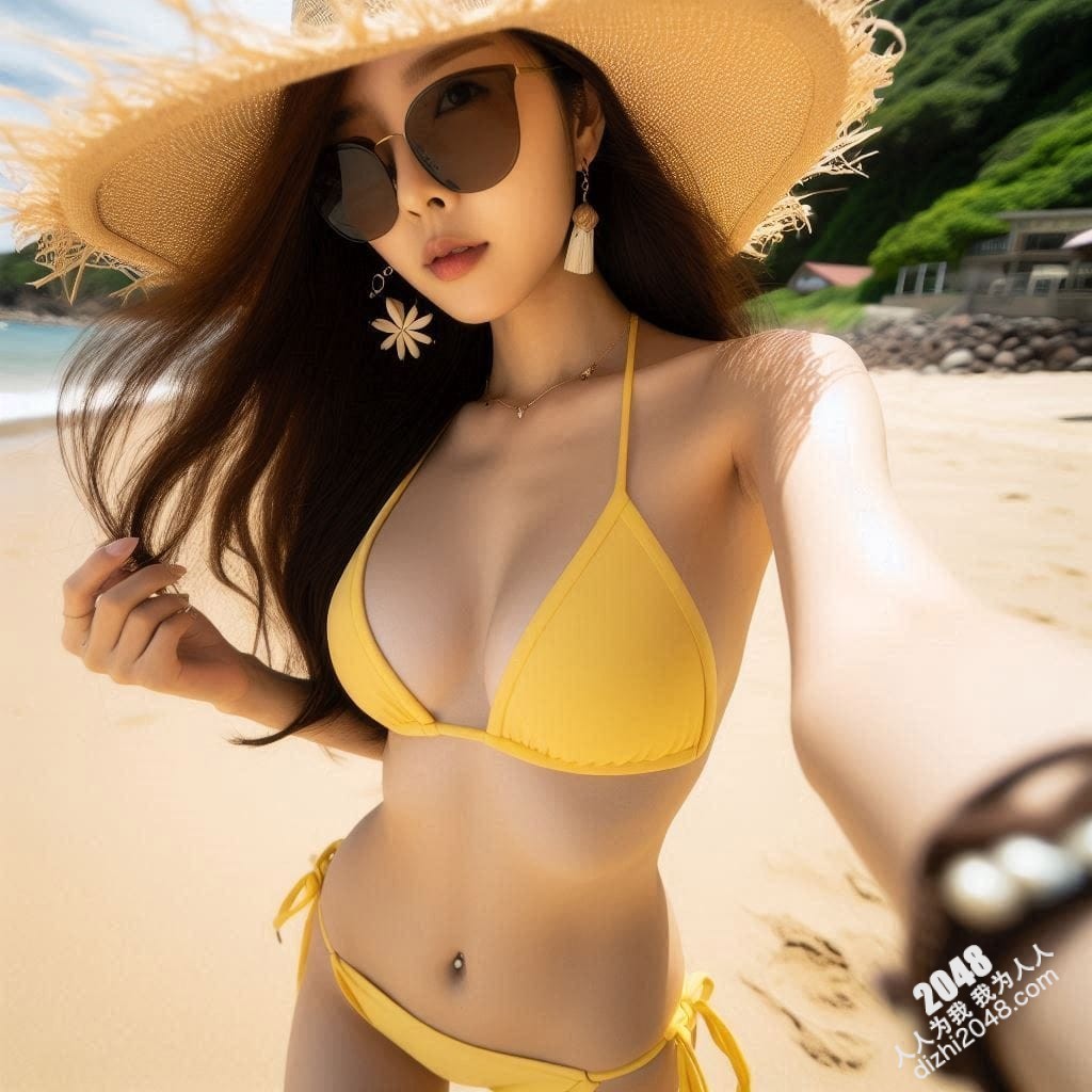 海滩上的诱惑：阳光、沙滩和比基尼美女的自拍(14)
