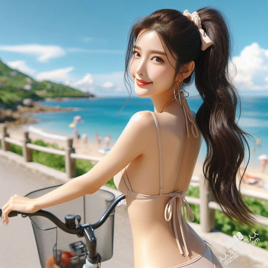 海滩比基尼单车美女：阳光、沙滩、比基尼与单车，夏日海边诱惑