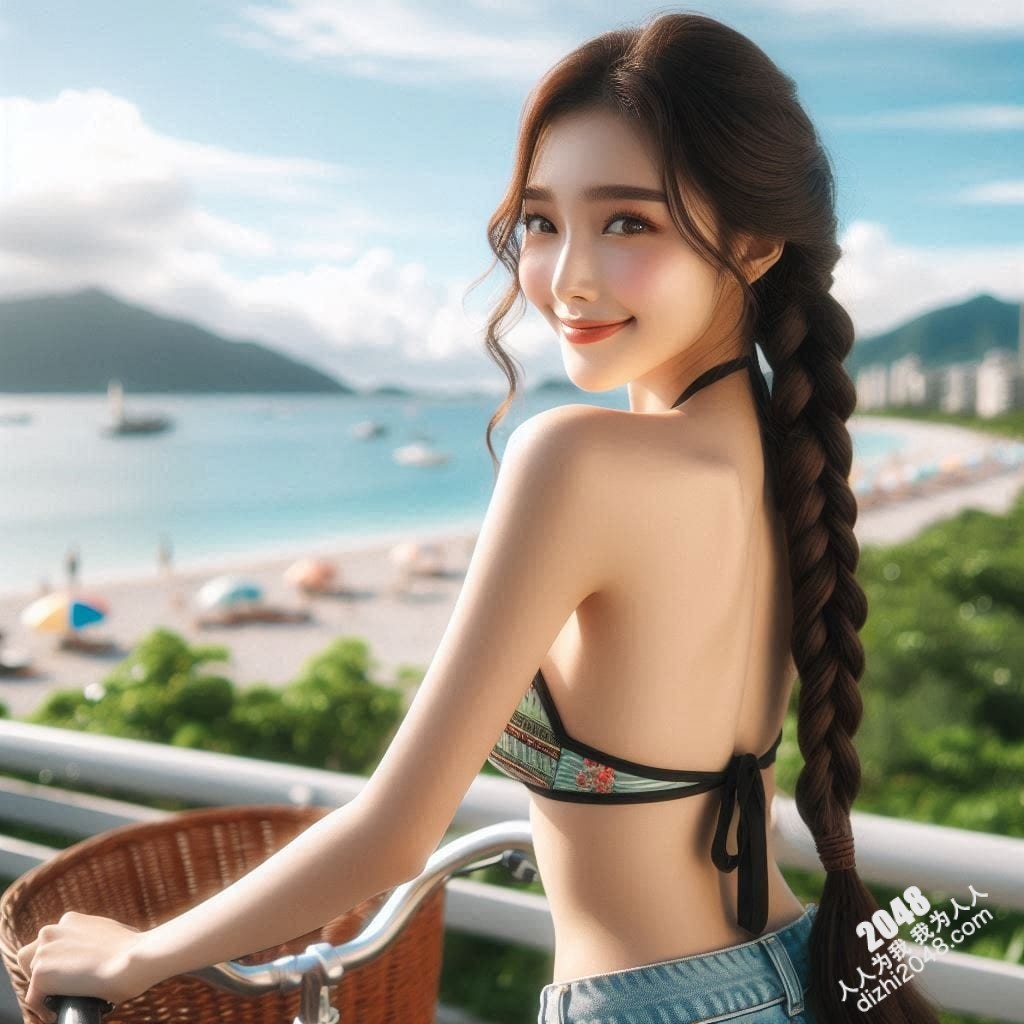 海滩比基尼单车美女：阳光、沙滩、比基尼与单车，夏日海边诱惑(2)