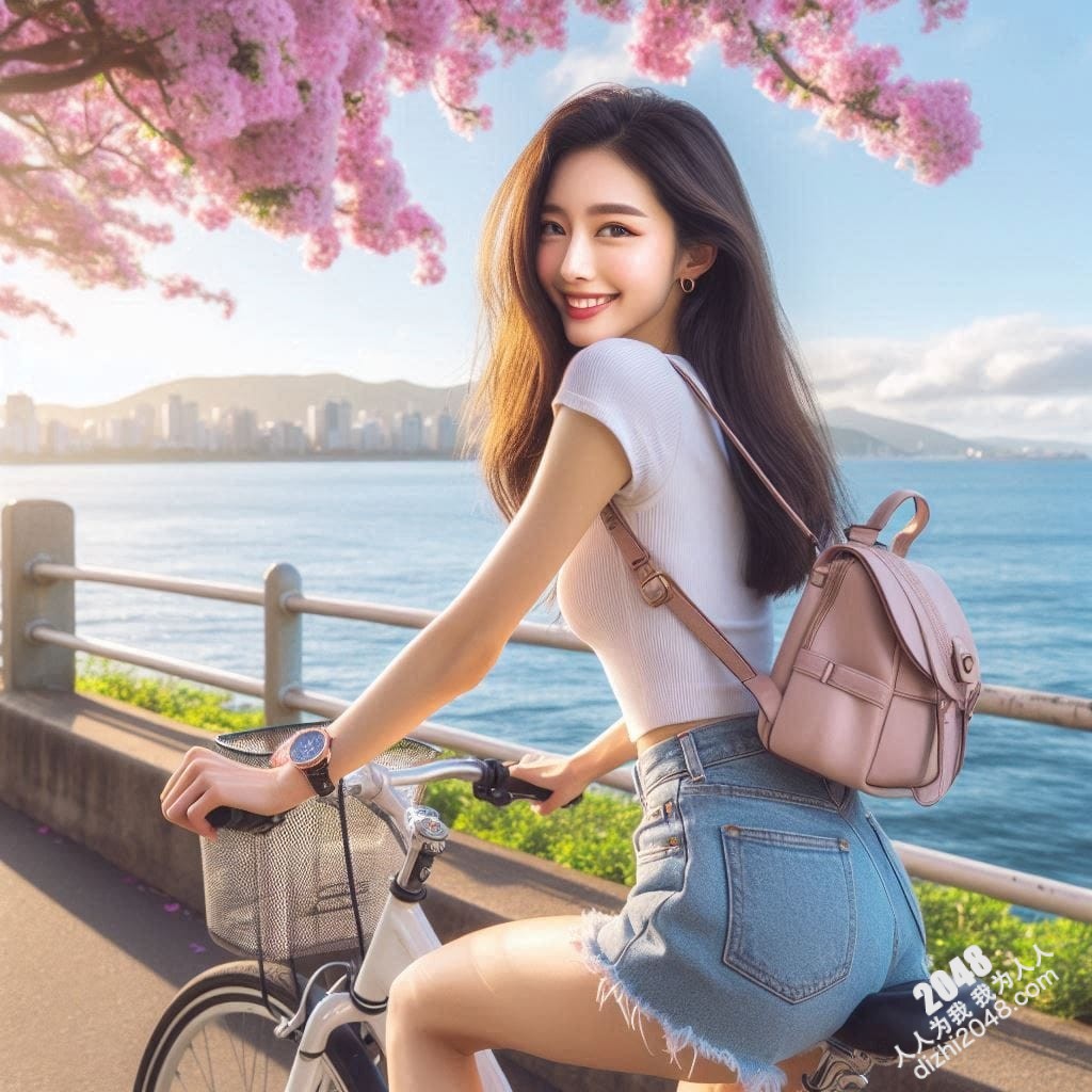 海滩比基尼单车美女：阳光、沙滩、比基尼与单车，夏日海边诱惑(20)