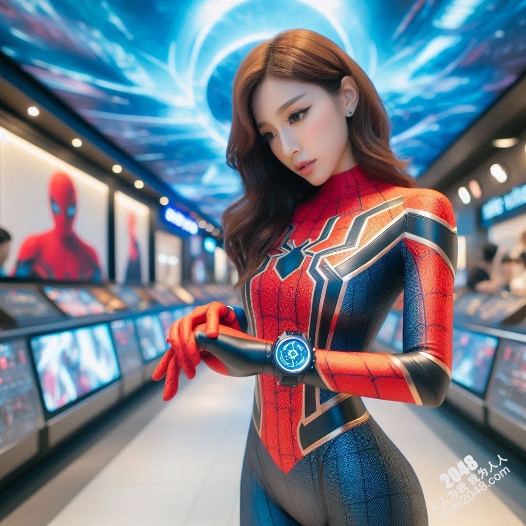 未来都市性感蜘蛛女郎：科技与魅惑的完美结合