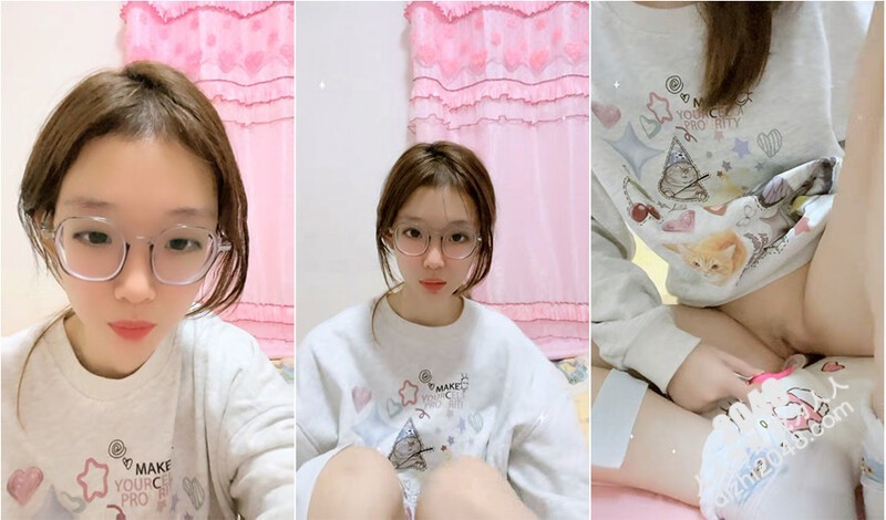 乖巧可爱文静眼镜00后学生妹,长相清秀,老师父母眼中的乖乖女形象,网上好反差