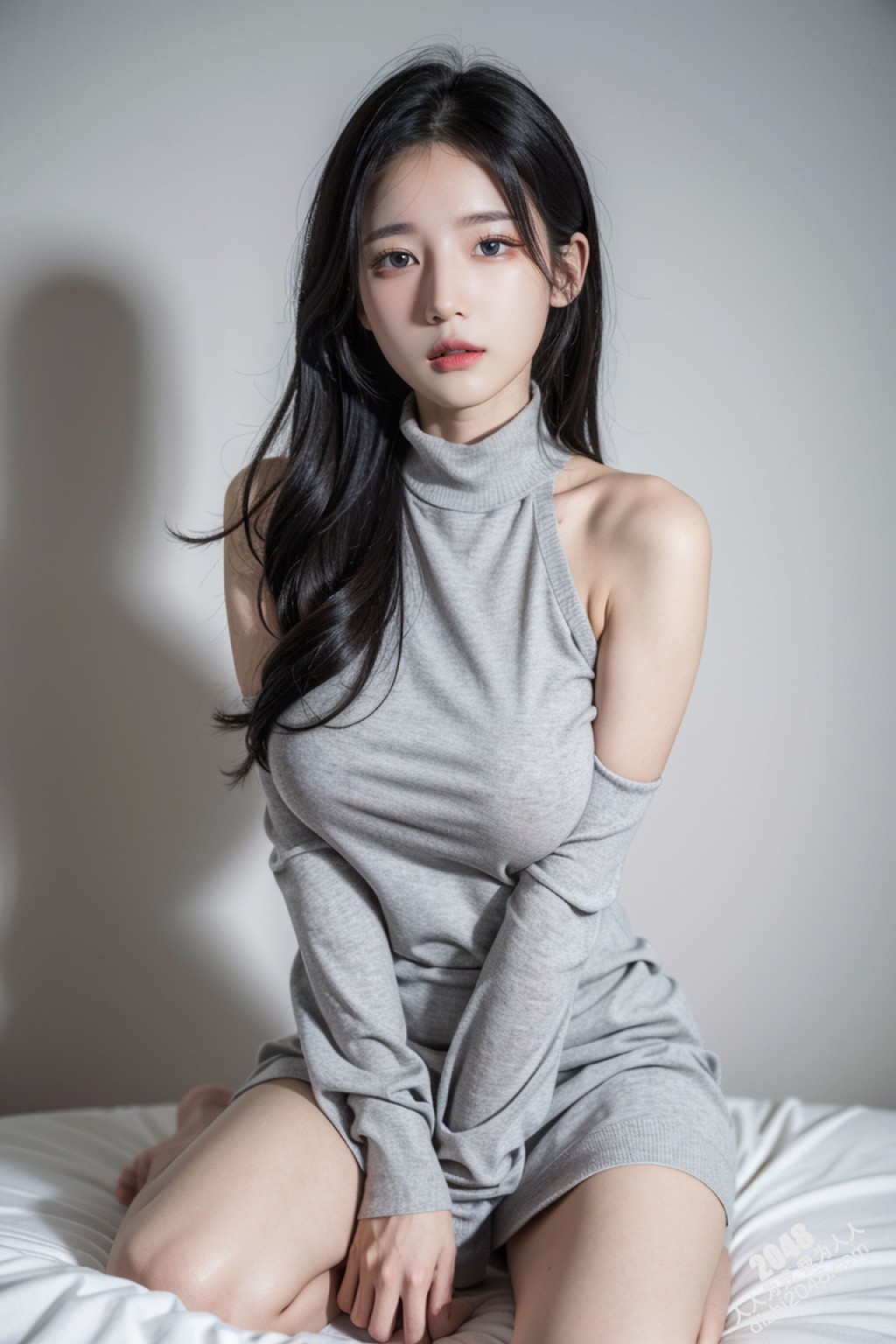 韩模写真：灰衣欲女，酥胸半露，极致诱惑(23)