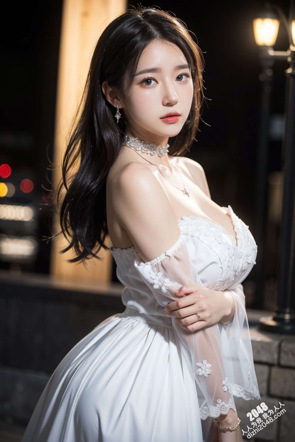 白裙魅影：午夜街头的绝美尤物(12)