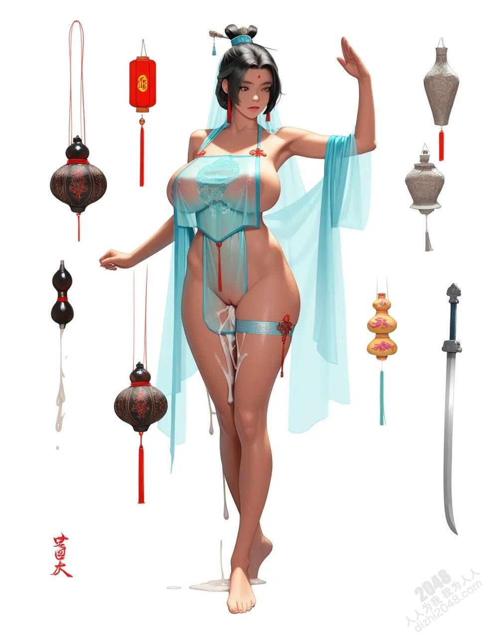 倾城佳人：中式古典仙侠风格美女写真集——玉体横陈，春光乍泄(20)