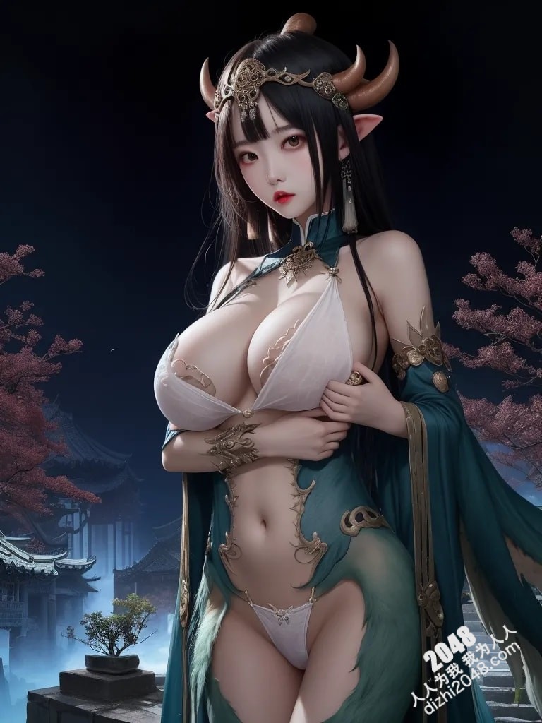 人像系列：旗袍御姐与青面獠牙妖怪的禁忌之恋(8)