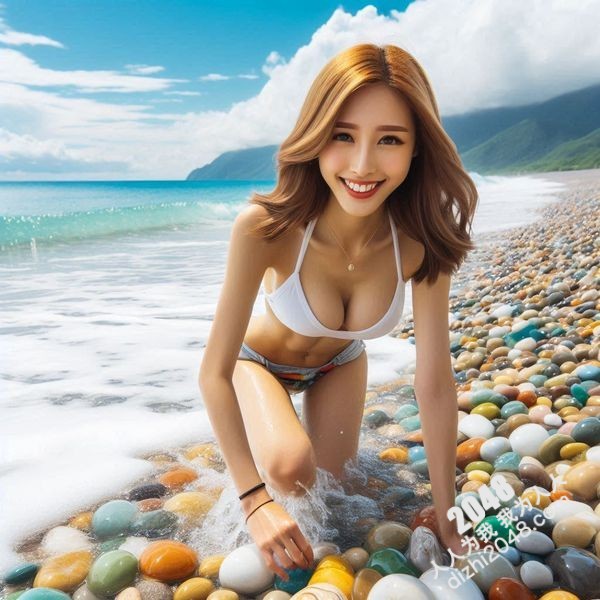 台湾鹅卵石海岸的性感尤物：2048女神的夏日写真，极致诱惑，让人窒息的美丽