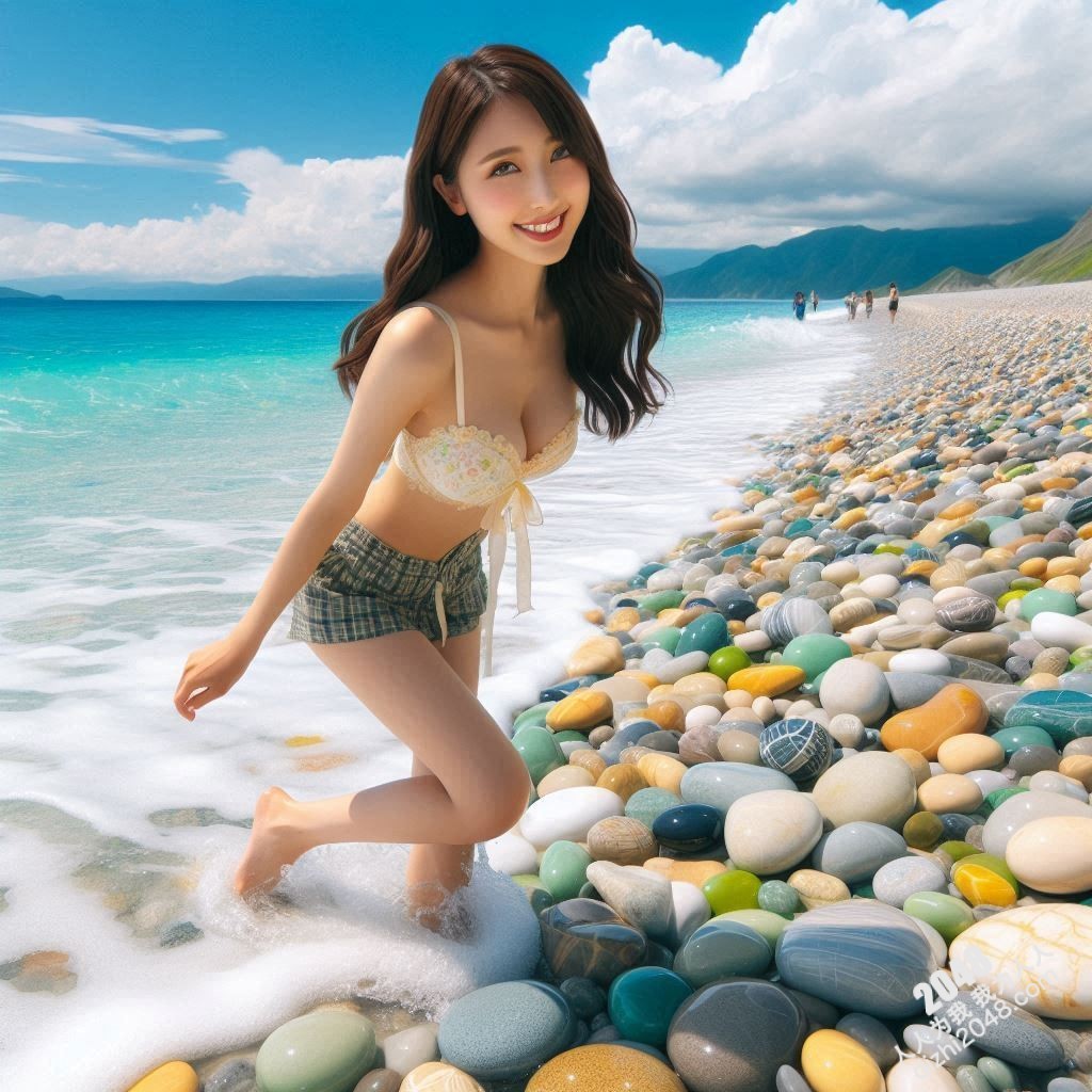 台湾鹅卵石海岸的性感尤物：2048女神的夏日写真，极致诱惑，让人窒息的美丽(5)