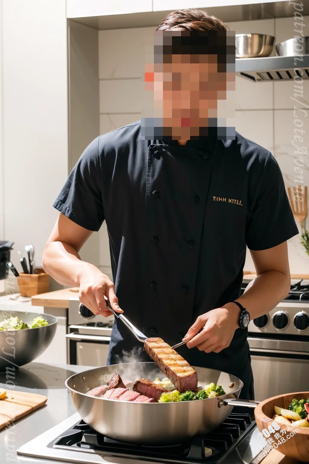 Rurina厨房诱惑：高腰短款上衣下的丰满酥胸，令人窒息的性感(25)