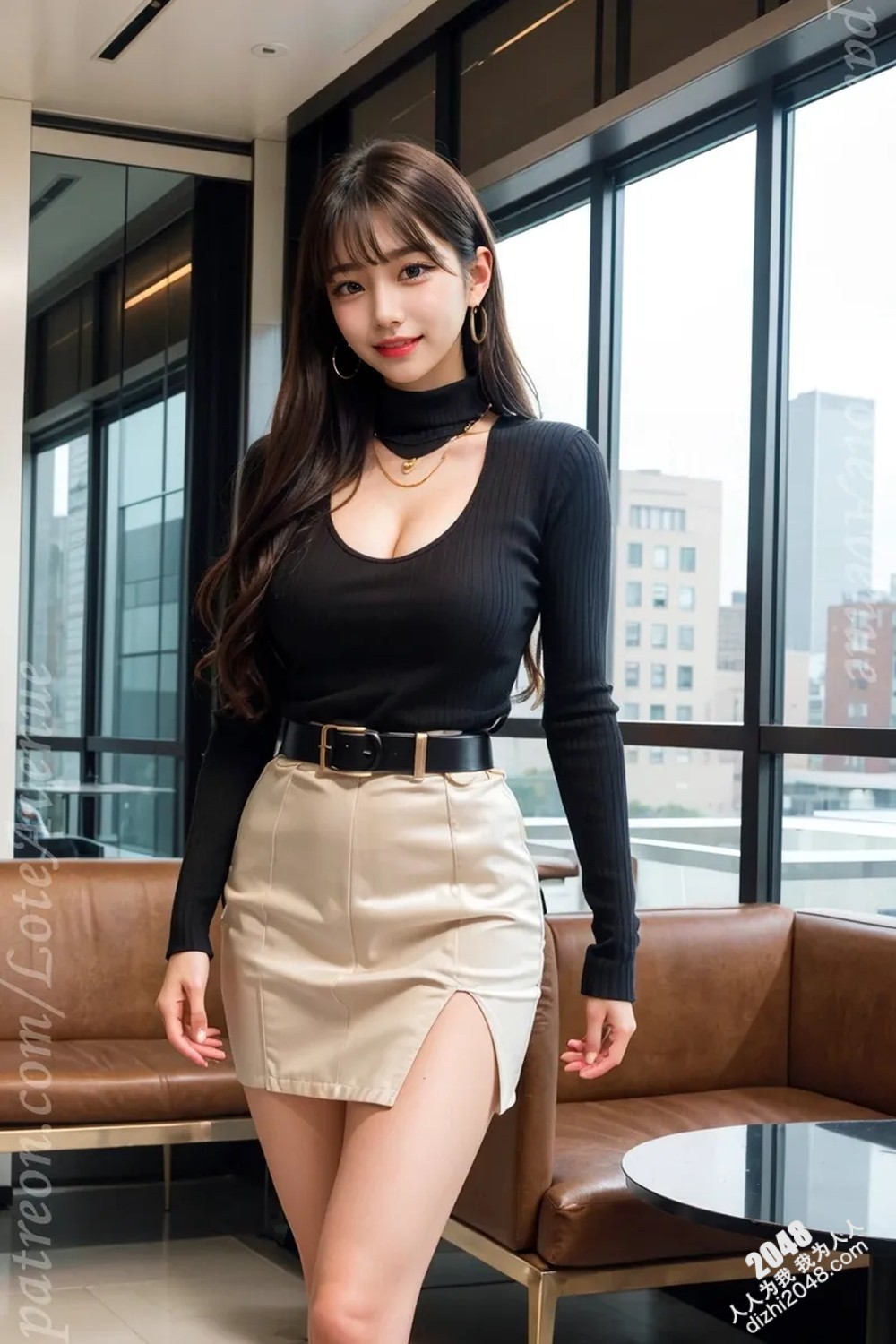 洛杉矶Rurina制服诱惑：白衬衫下的饱满，翠绿短裙的性感挑逗(16)