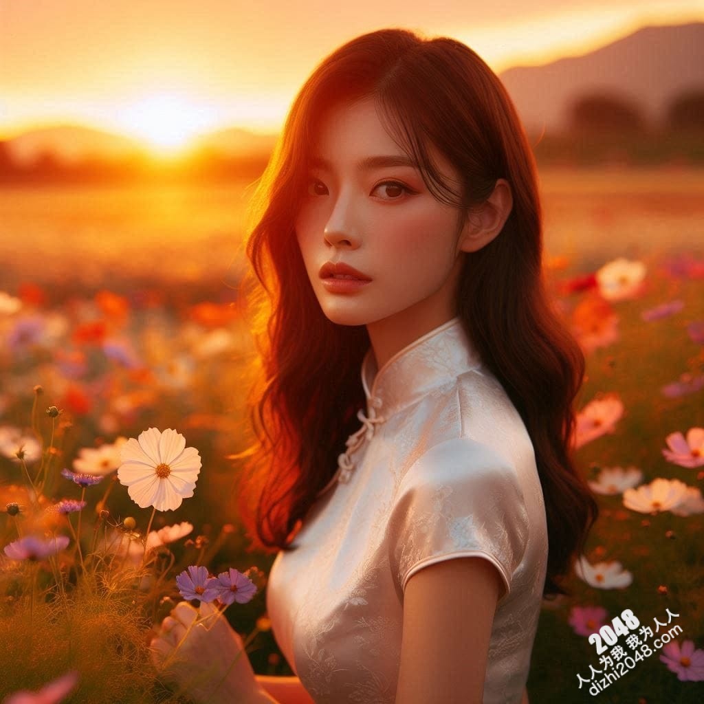 旗袍美女日落写真：夕阳下，她回眸一笑，倾国倾城(2)