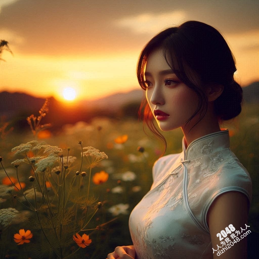 旗袍美女日落写真：夕阳下，她回眸一笑，倾国倾城(3)