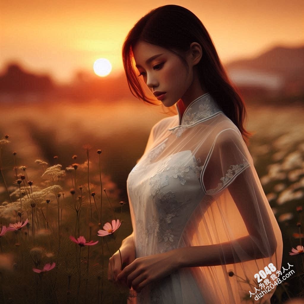 旗袍美女日落写真：夕阳下，她回眸一笑，倾国倾城(5)