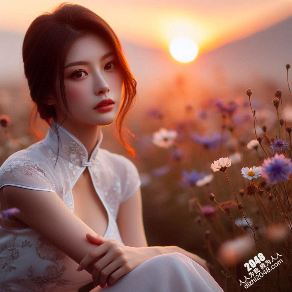 旗袍美女日落写真：夕阳下，她回眸一笑，倾国倾城(8)