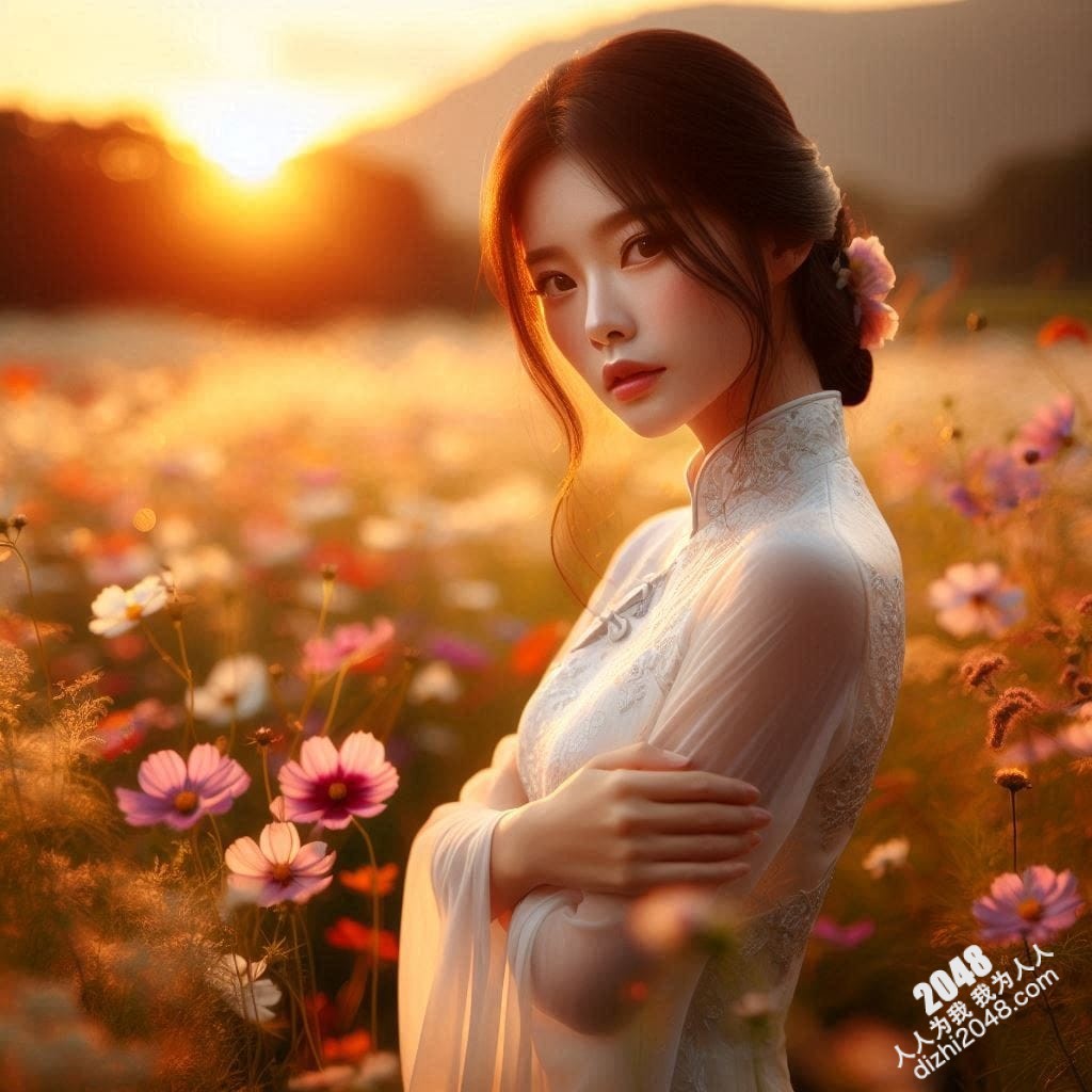 旗袍美女日落写真：夕阳下，她回眸一笑，倾国倾城(10)