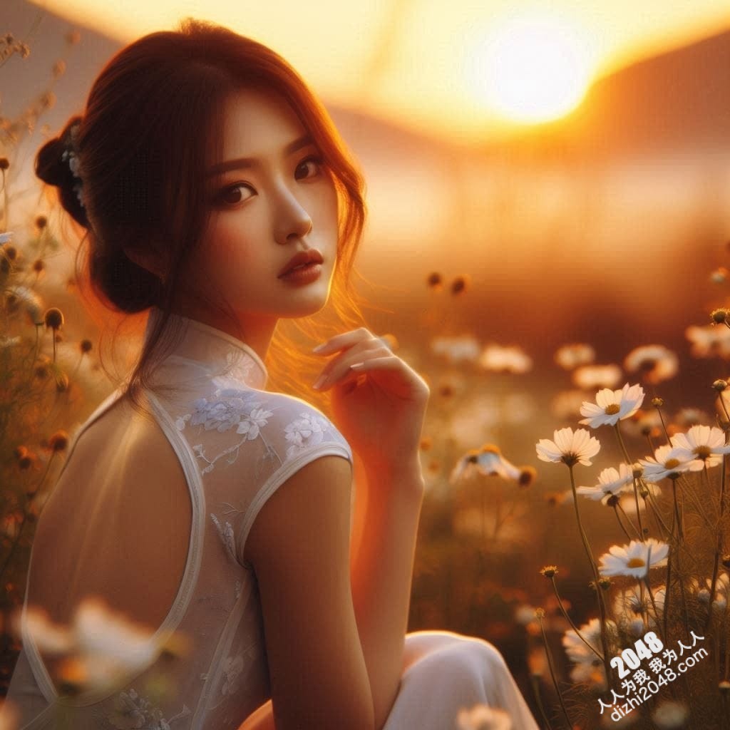旗袍美女日落写真：夕阳下，她回眸一笑，倾国倾城(14)