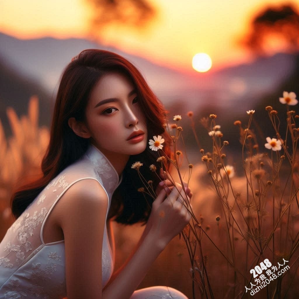 旗袍美女日落写真：夕阳下，她回眸一笑，倾国倾城(15)