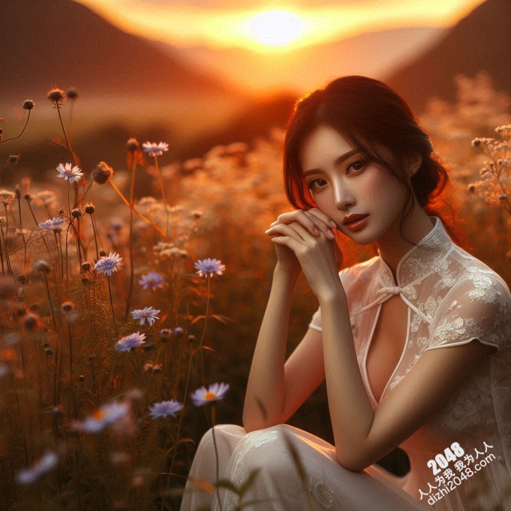 旗袍美女日落写真：夕阳下，她回眸一笑，倾国倾城(17)
