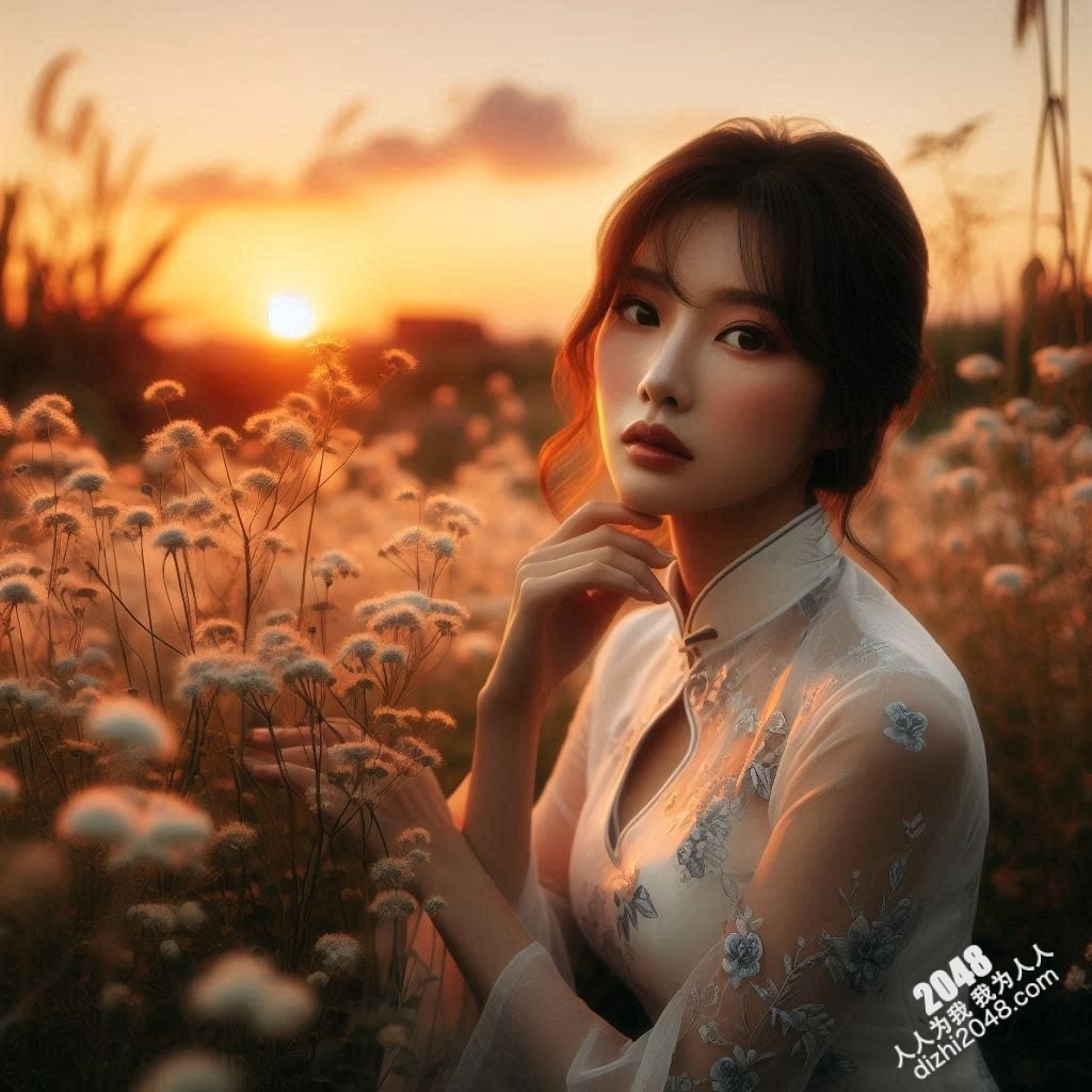 旗袍美女日落写真：夕阳下，她回眸一笑，倾国倾城(18)