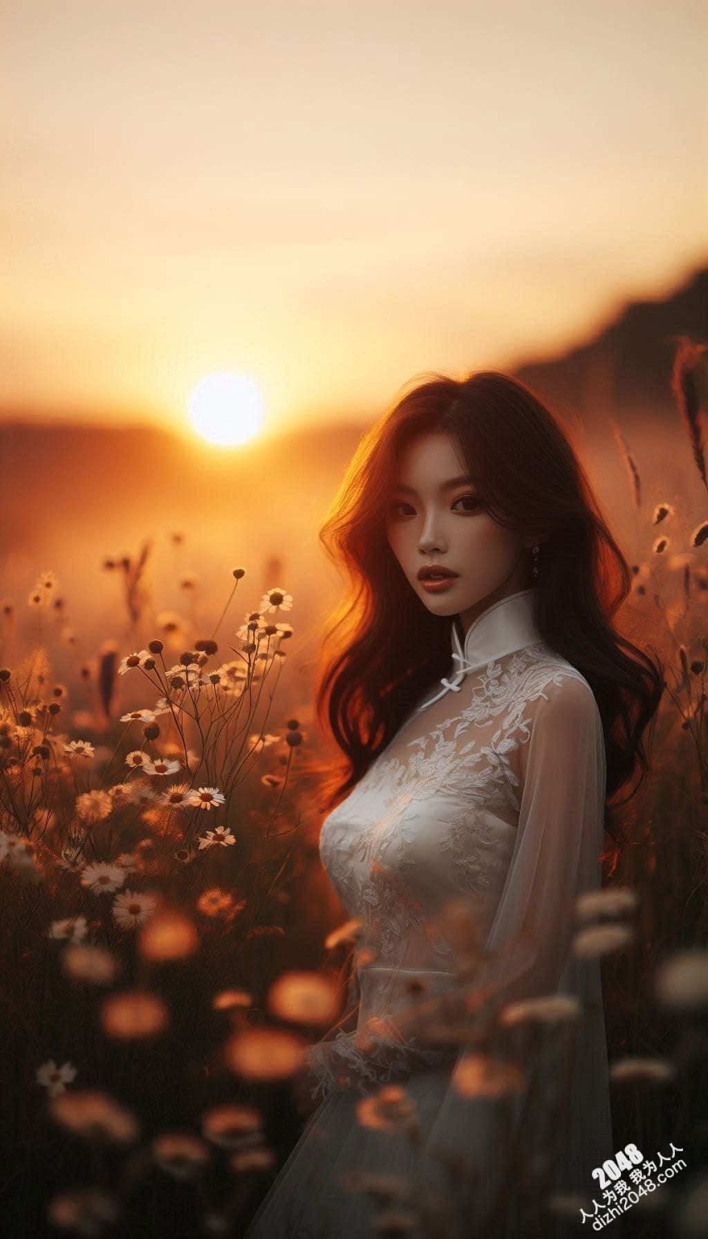 旗袍美女日落写真：夕阳下，她回眸一笑，倾国倾城(20)