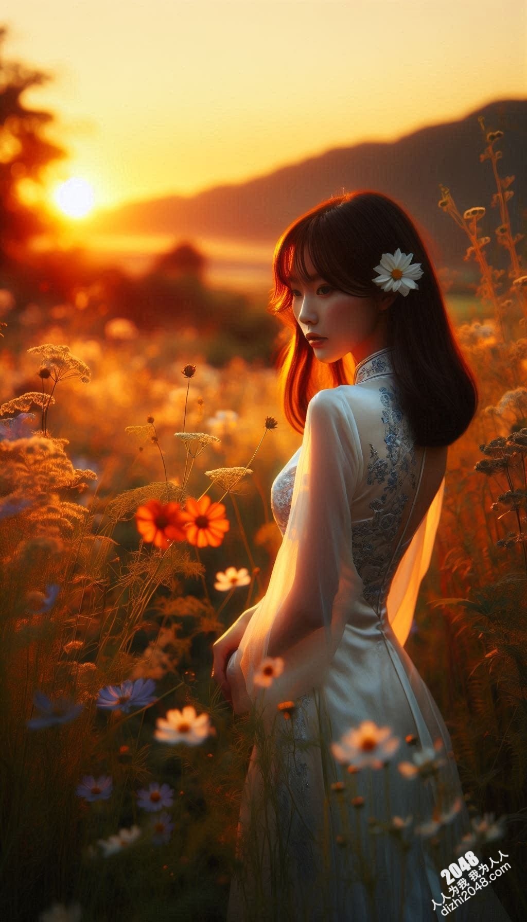 旗袍美女日落写真：夕阳下，她回眸一笑，倾国倾城(21)