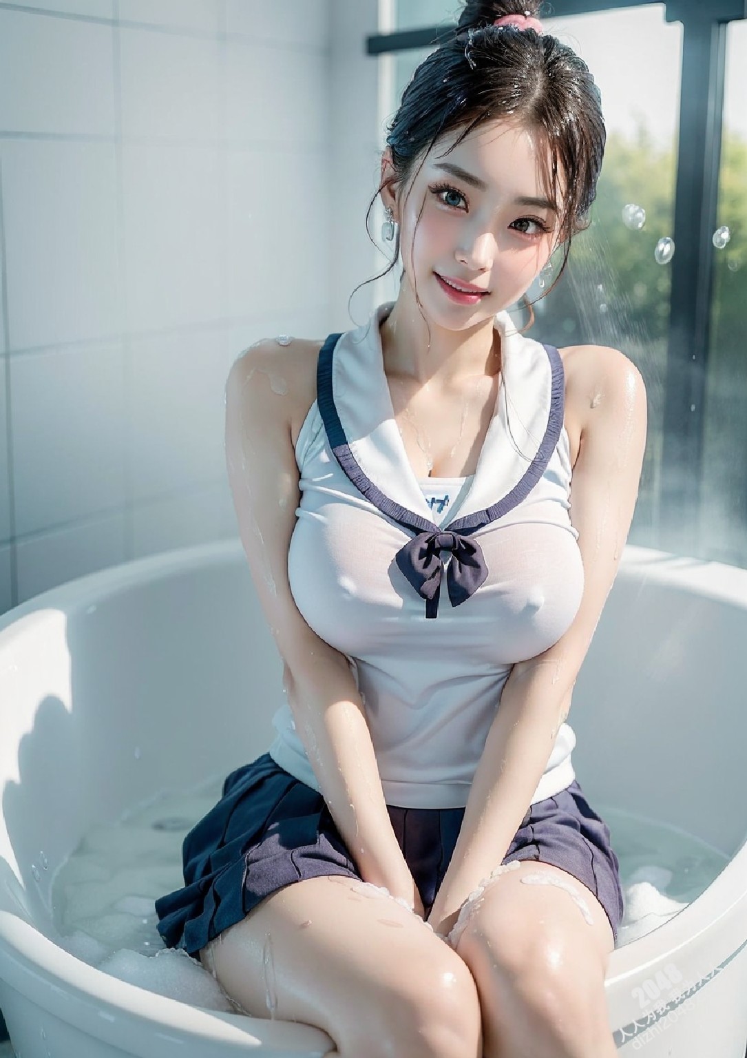 女孩在浴缸裡浴槽濕了(2)