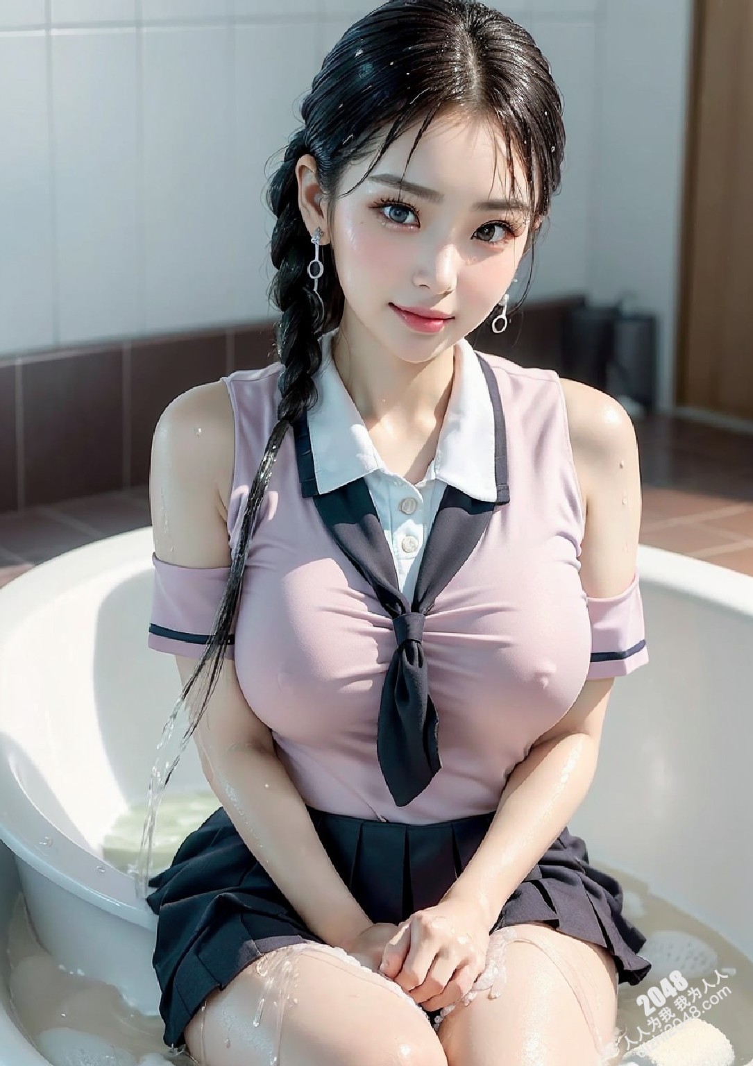 女孩在浴缸裡浴槽濕了(12)