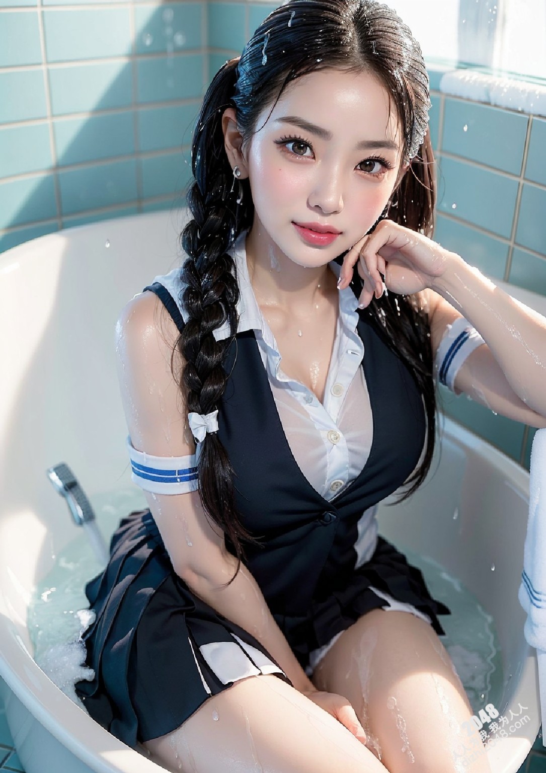 女孩在浴缸裡浴槽濕了(13)