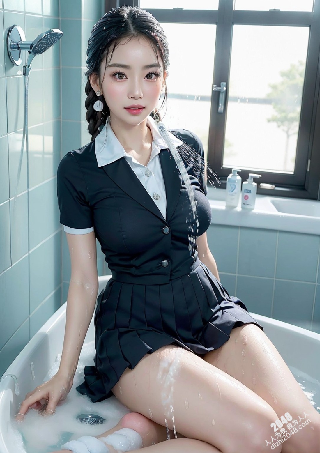 女孩在浴缸裡浴槽濕了(29)